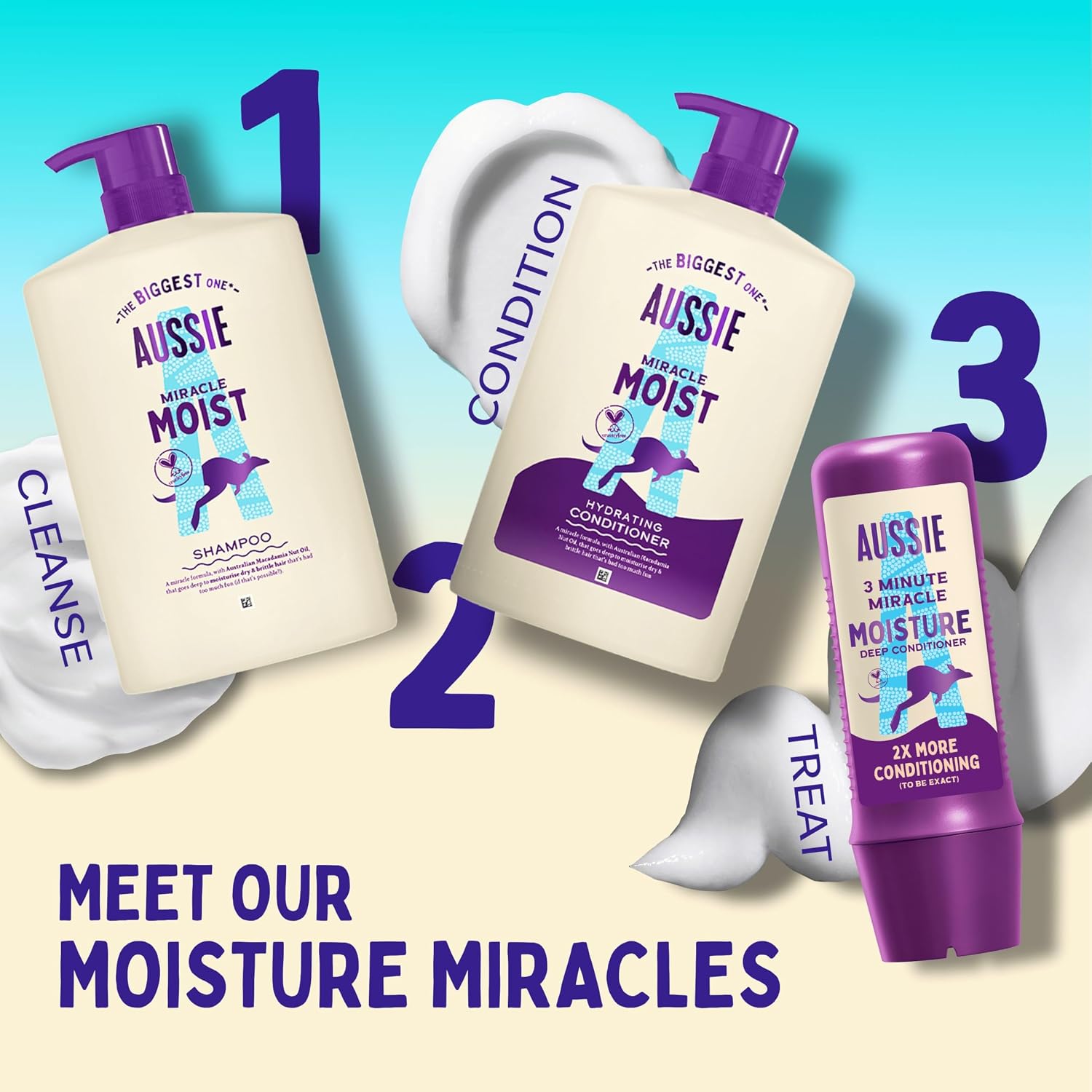 Aussie Miracle Moist Shampoo & Conditioner Set 2 x 1L routine