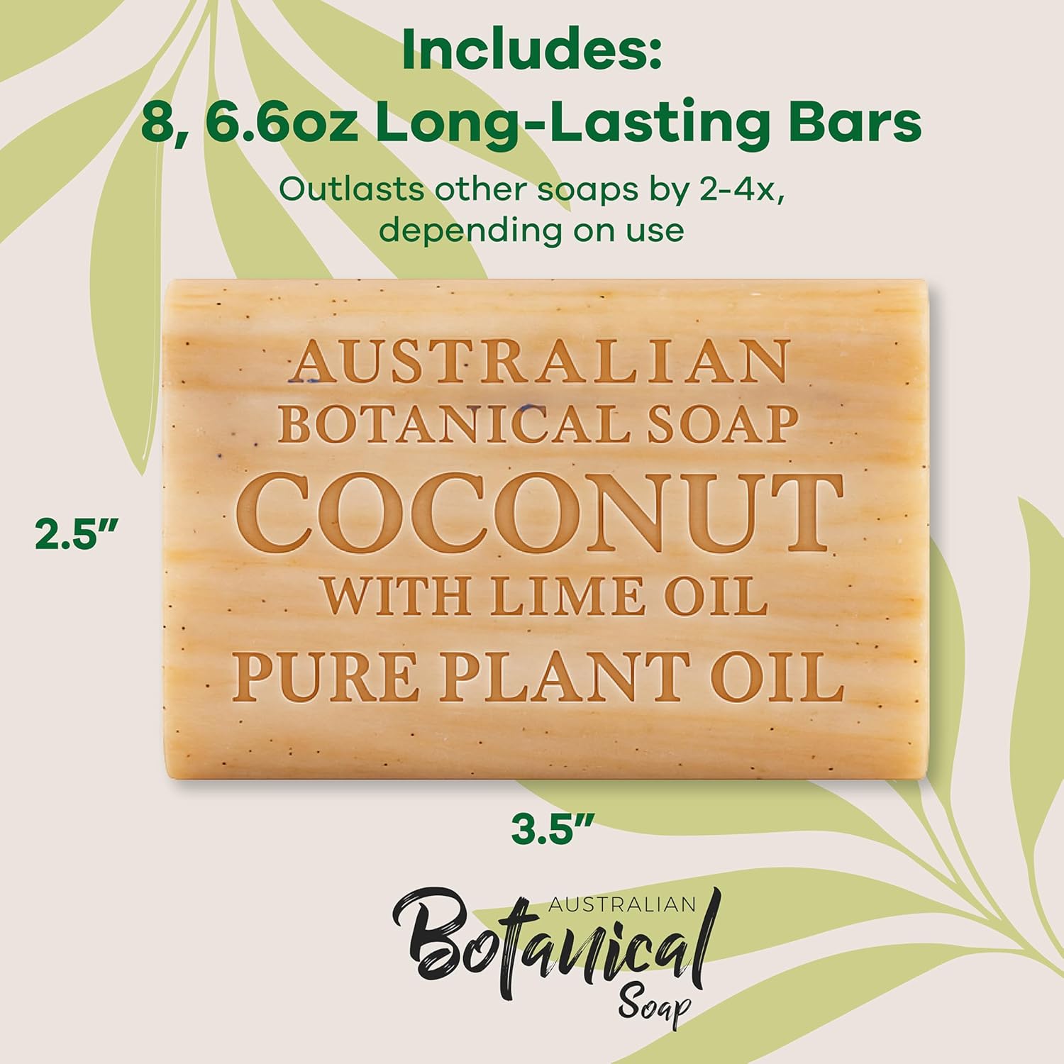 Australian Botanical Coconut with Lime Oil Soap Bar size.