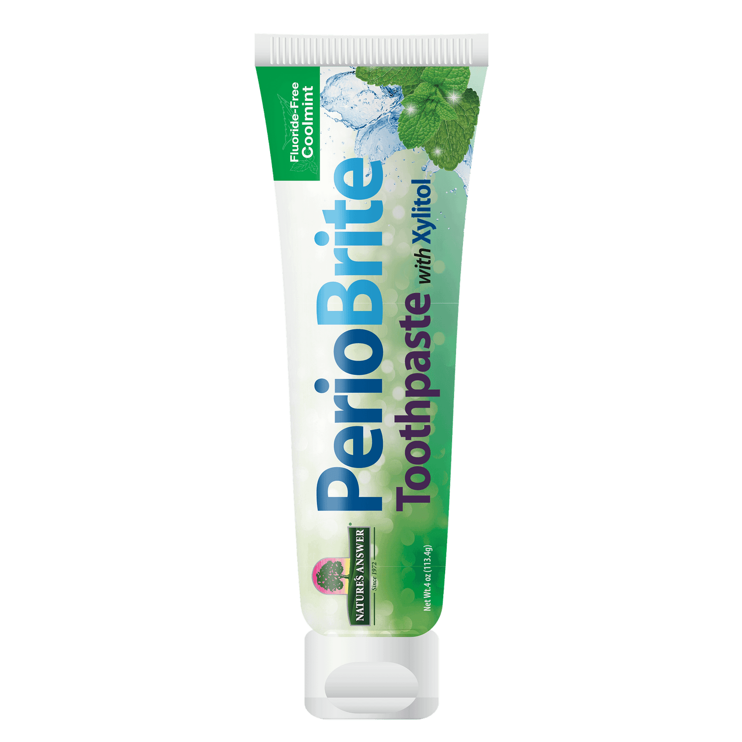 Nature’s Answer PerioBrite fluoride-free Coolmint toothpaste 4ml front view