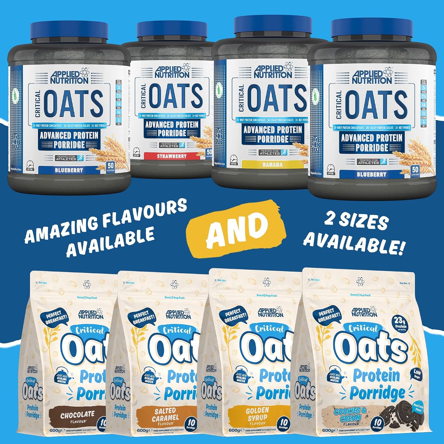 Applied Nutrition Critical Oats Protein Porridge Cookies & Cream 600g & other variants