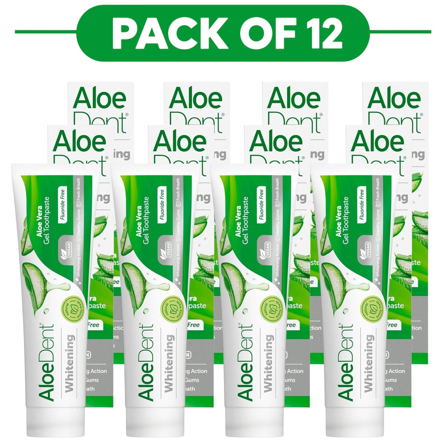 Aloe Dent Whitening Aloe Vera Gel Toothpaste 100ml Pack of 12