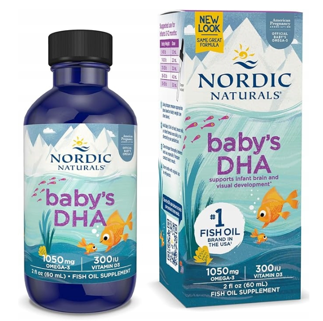 Nordic Naturals Baby's DHA with Vitamin D3 Unflavored Liquid box & bottle 60ml.