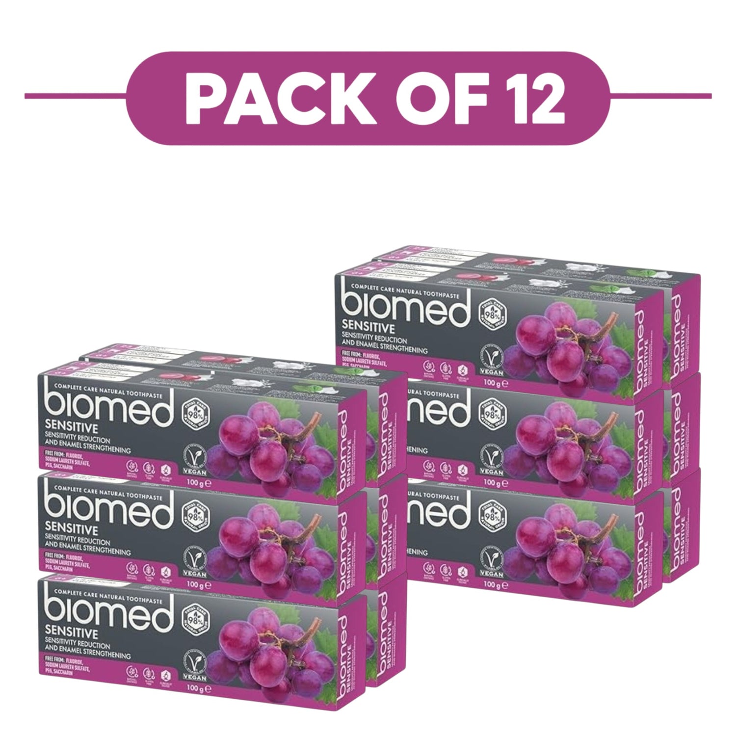 Biomed Sensitive Natural Toothpaste Red Grape Seed Extract 100g Pack of 12
