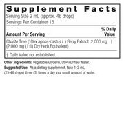 Nature’s Answer Chasteberry Liquid Extract 30ml supplement information panel