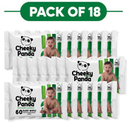 Cheeky Panda Bamboo Baby Wipes 99% Water 60 Wipes Pack of 18