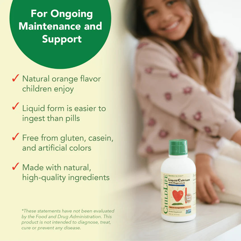 ChildLife Essentials Liquid Calcium Magnesium kids liquid supplement orange flavour 473ml
