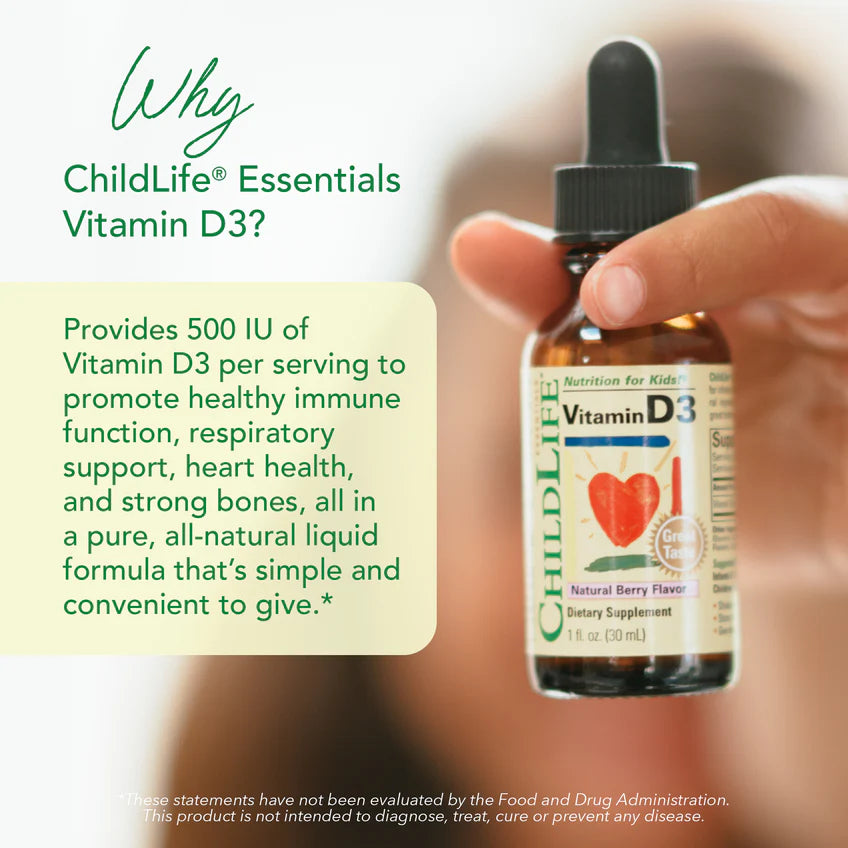 ChildLife Essentials Vitamin D3 drops infant child liquid supplement berry flavour 30ml