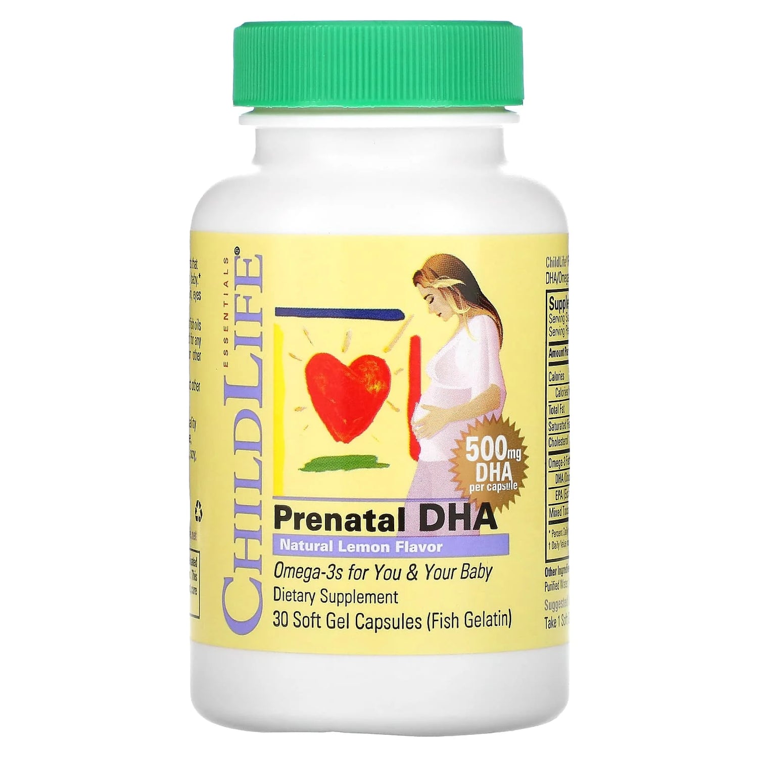 ChildLife Essentials Prenatal DHA 500mg softgels lemon flavour 30 capsules