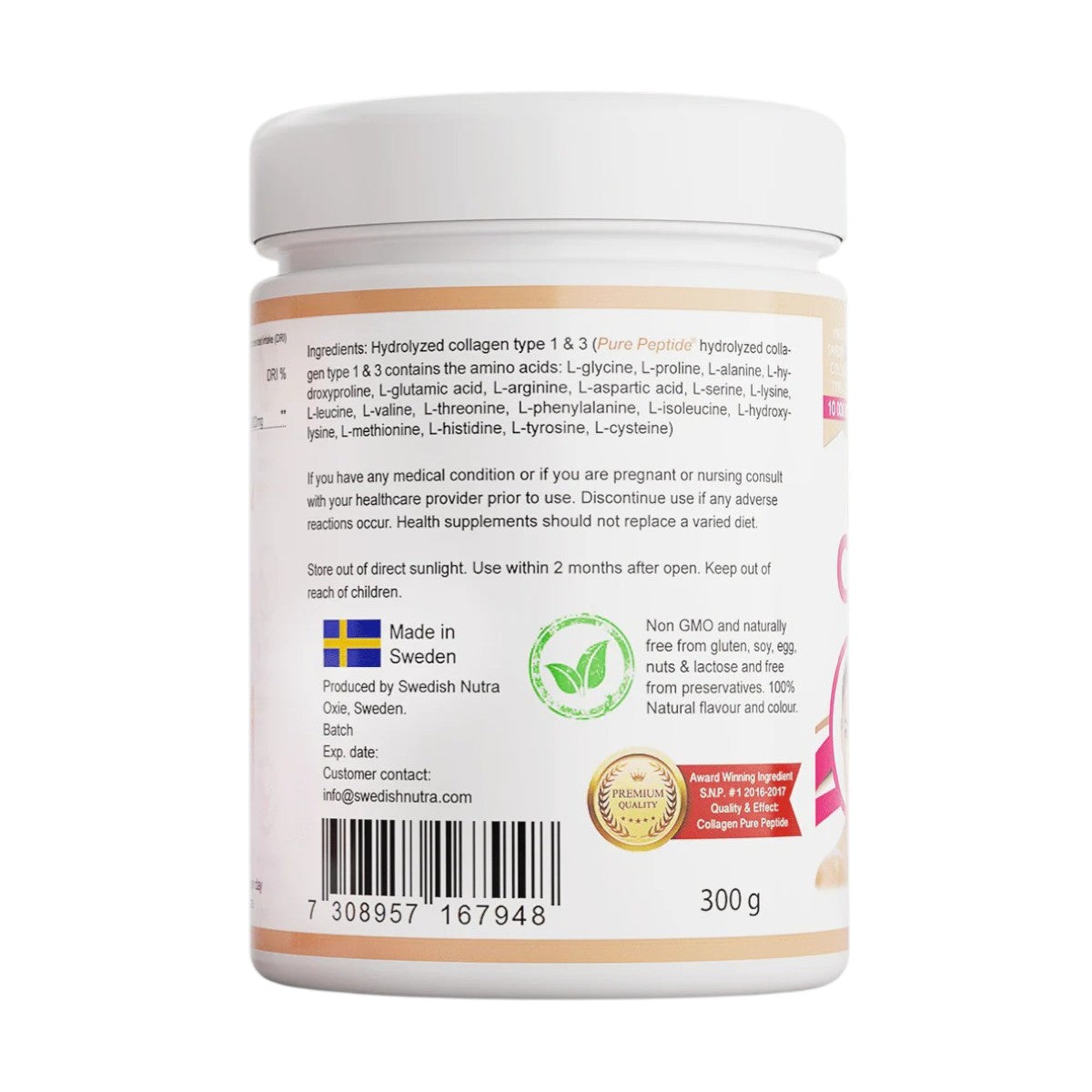 Barcode image: Swedish Nutra collagen pure peptide powder 300g barcode packaging