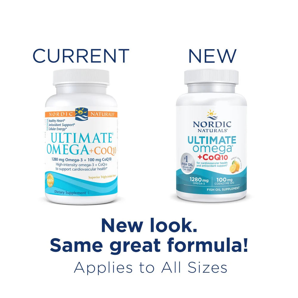 Nordic Naturals Ultimate Omega + CoQ10 - 1280mg Omega-3 - Lemon Softgels