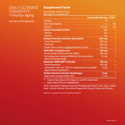 IM8 Daily Ultimate Longevity supplement facts and ingredients label 30 sachets