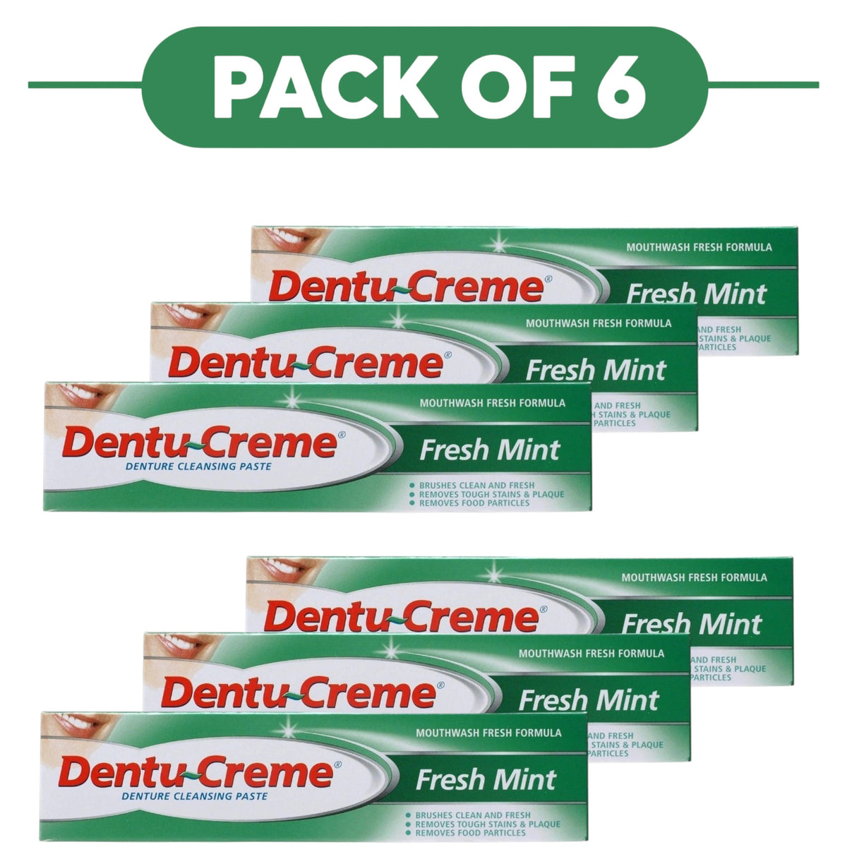 Dentu-Creme Fresh Mint Denture Cleansing Paste 75ml Pack of 6