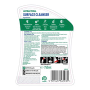 Dettol Antibacterial Surface Cleanser Spray 750ml bottle showing ingredients and product information & barcode