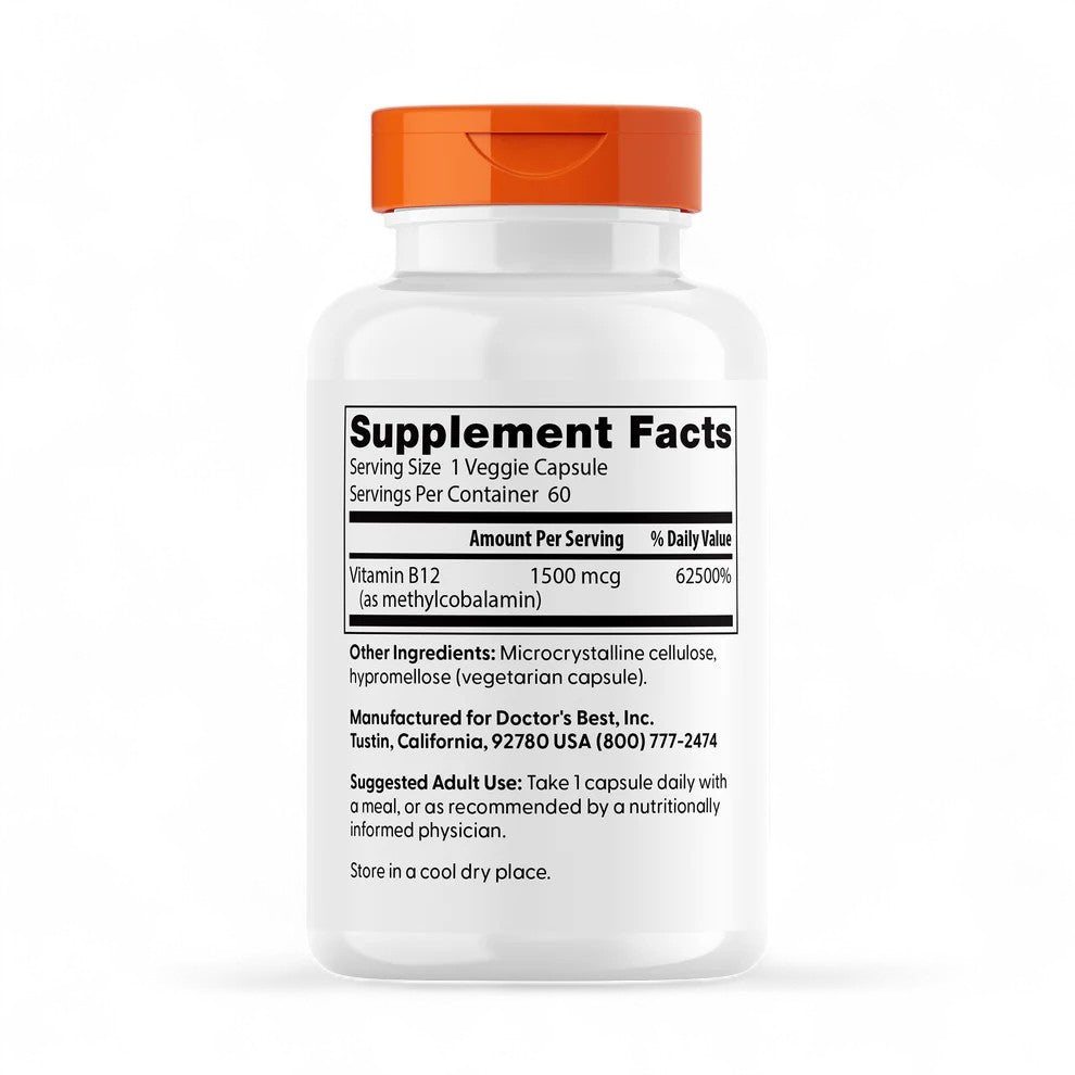 Doctor's Best Fully Active B12 – 1500mcg, 60 - 180 Veggie Capsules