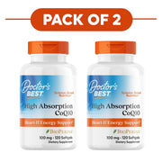 Doctor's Best High Absorption CoQ10 100mg BioPerine 120 Softgels Pack of 2