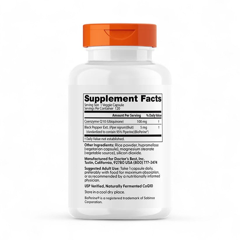 Doctor's Best High Absorption CoQ10 with BioPerine – 100mg, 200mg, 400mg - Veggie Capsules