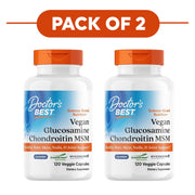 Doctor's Best Vegan Glucosamine Chondroitin MSM 120 Veggie Capsules Pack of 2
