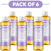Dr. Bronner's Lavender 18-in-1 Pure-Castile Liquid Soap 240ml Pack of 6