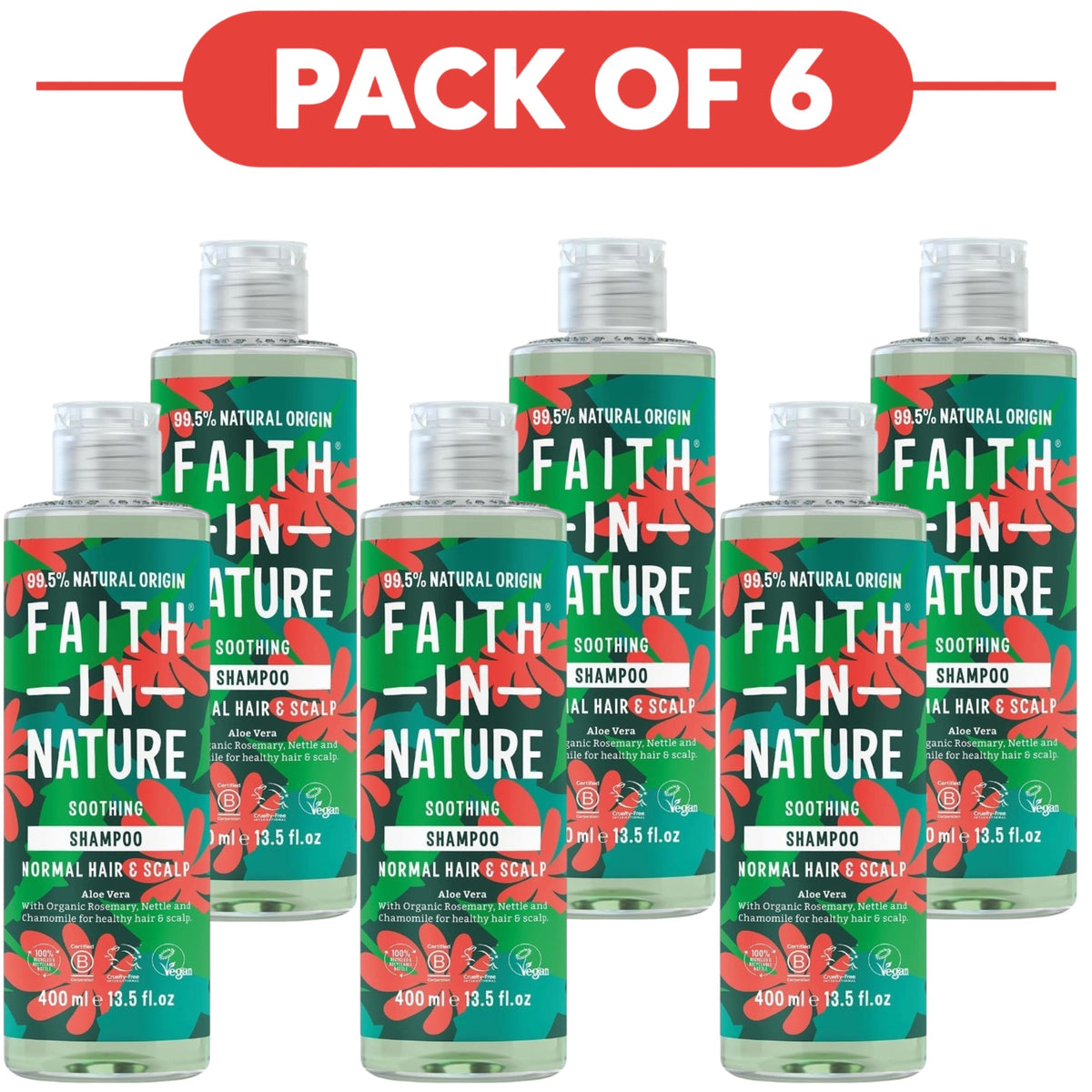 Faith In Nature Aloe Vera Soothing Shampoo 400ml Pack of 6