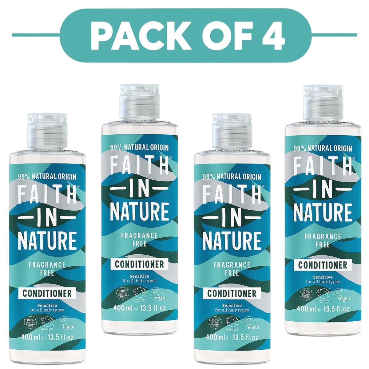 Faith In Nature Fragrance Free Sensitive Conditioner 400ml Pack of 4