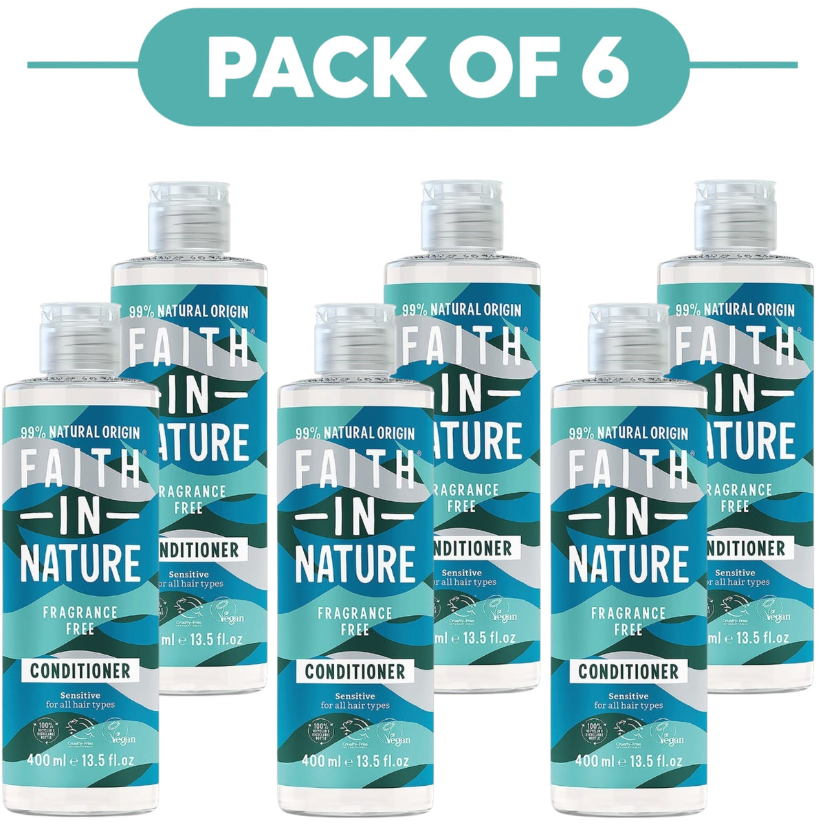 Faith In Nature Fragrance Free Sensitive Conditioner 400ml Pack of 6