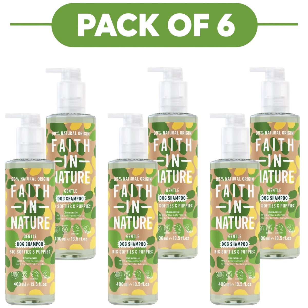 Faith In Nature Gentle Dog & Puppies Chamomile Shampoo 400ml Pack of 6