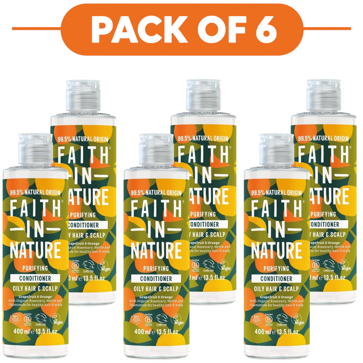 Faith In Nature Grapefruit & Orange Purifying Conditioner 400ml Pack of 6