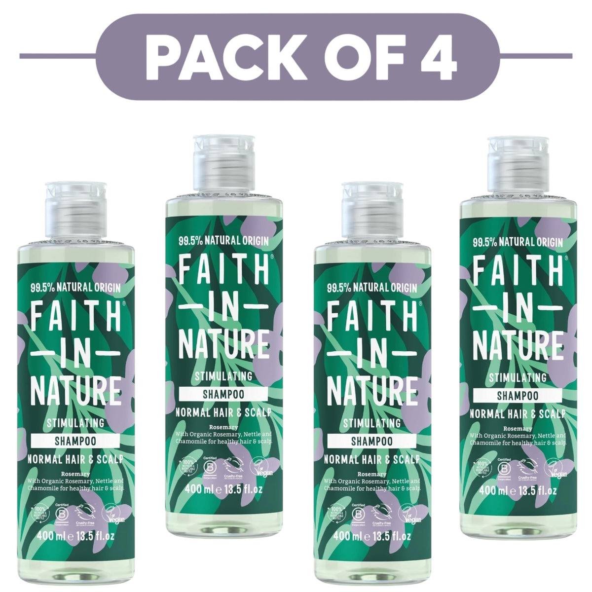 Faith In Nature Rosemary Stimulating Shampoo 400ml Pack of 4