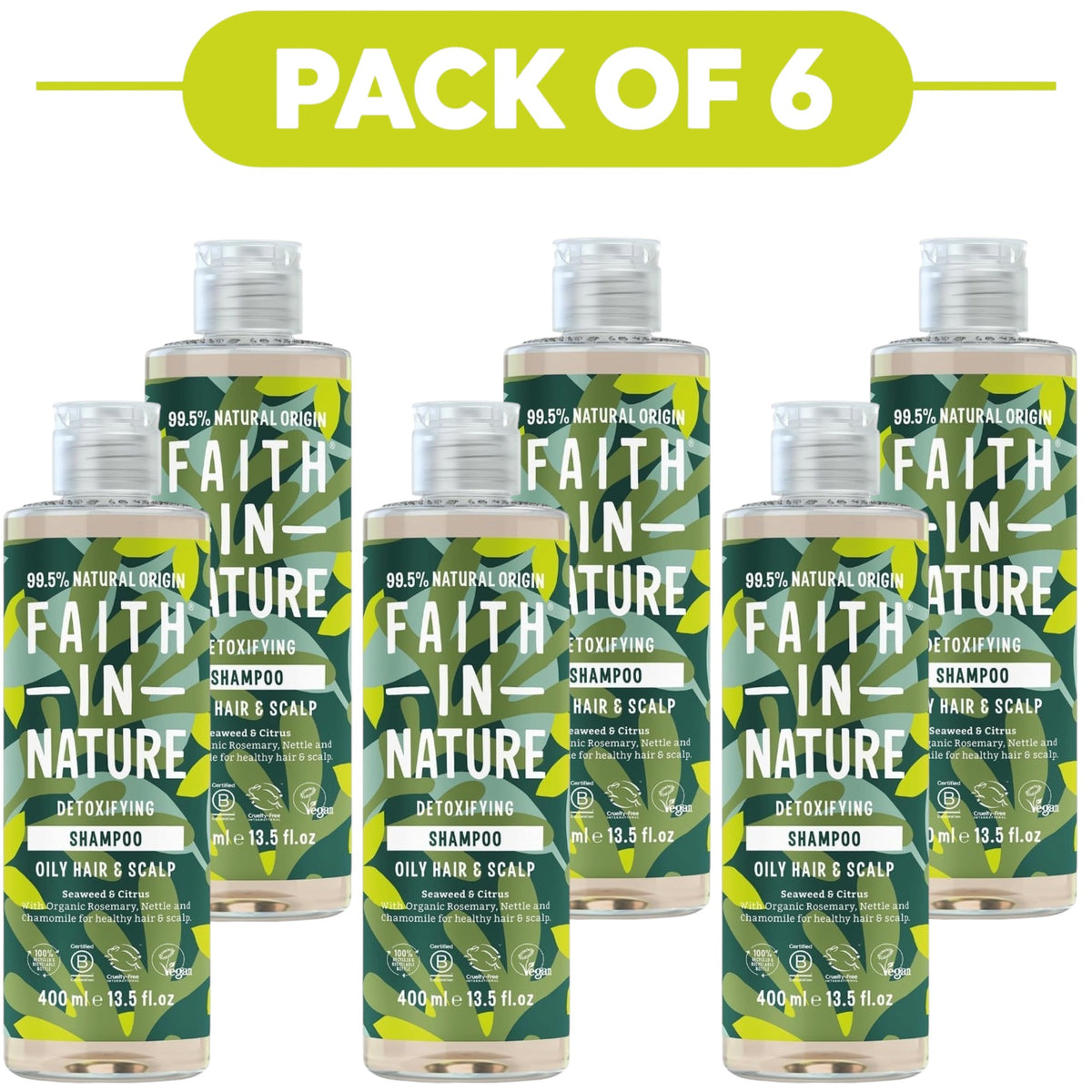 Faith In Nature Seaweed & Citrus Detoxifying Shampoo 400ml Pack of 6
