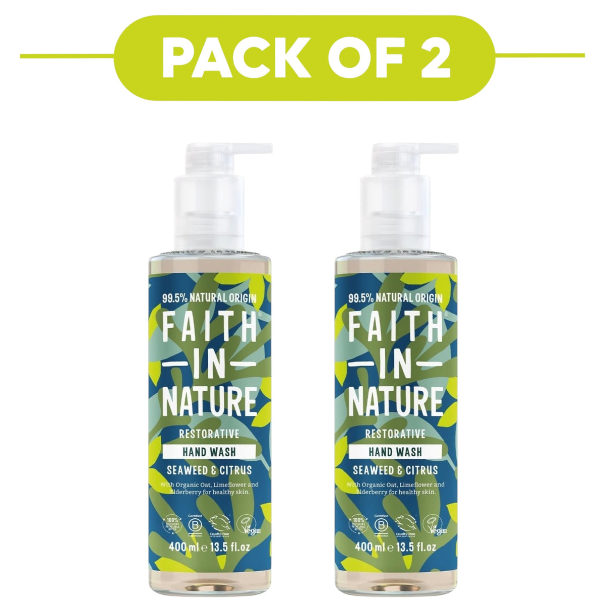 Faith In Nature Seaweed & Citrus Restorative Hand Wash 400ml Pack of 2