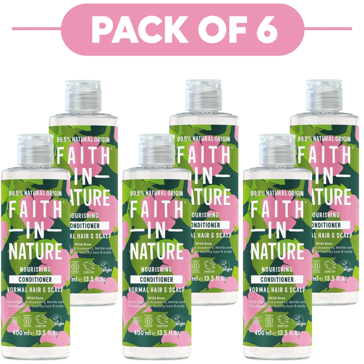 Faith In Nature Wild Rose Nourishing Conditioner 400ml Pack of 6