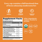 Supplement facts, ingredient list and details for Four Sigmatic Mushroom Blend.