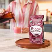 How to use
Four Sigmatic high caf ground coffee brewing instructions on white background