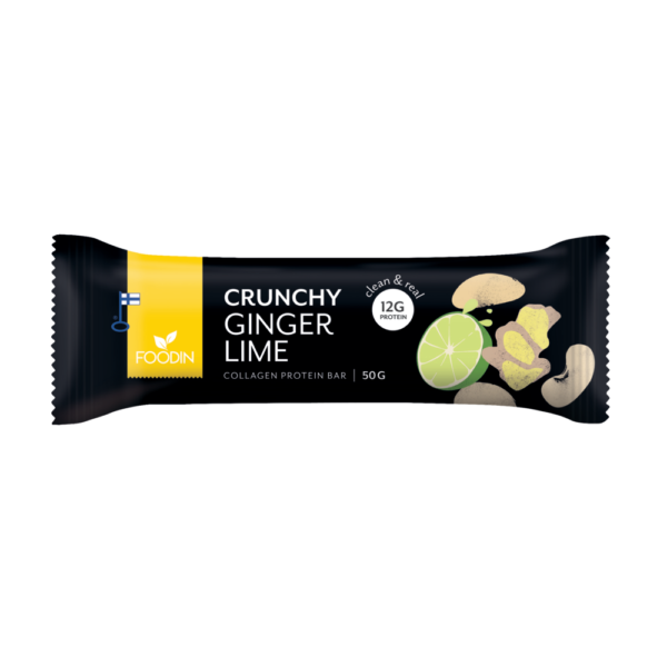 Foodin Crunchy Collagen Protein Bar Ginger Lime, 50g x 12