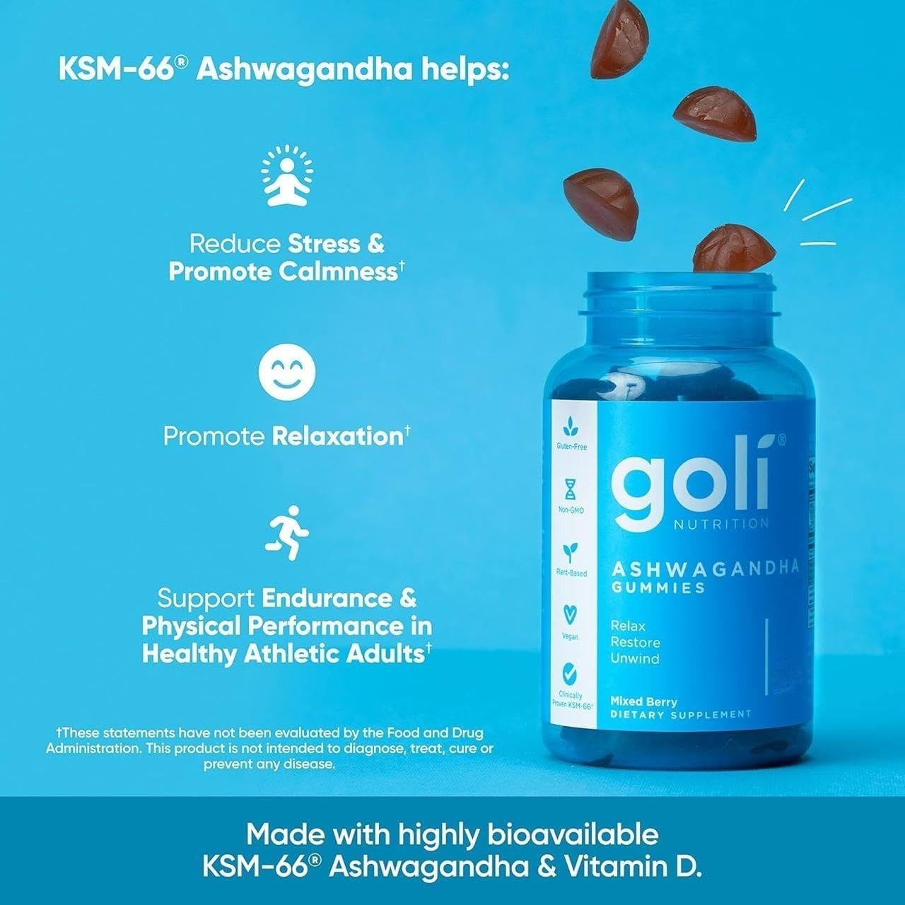 Goli Nutrition Ashwagandha Gummies 120 Count