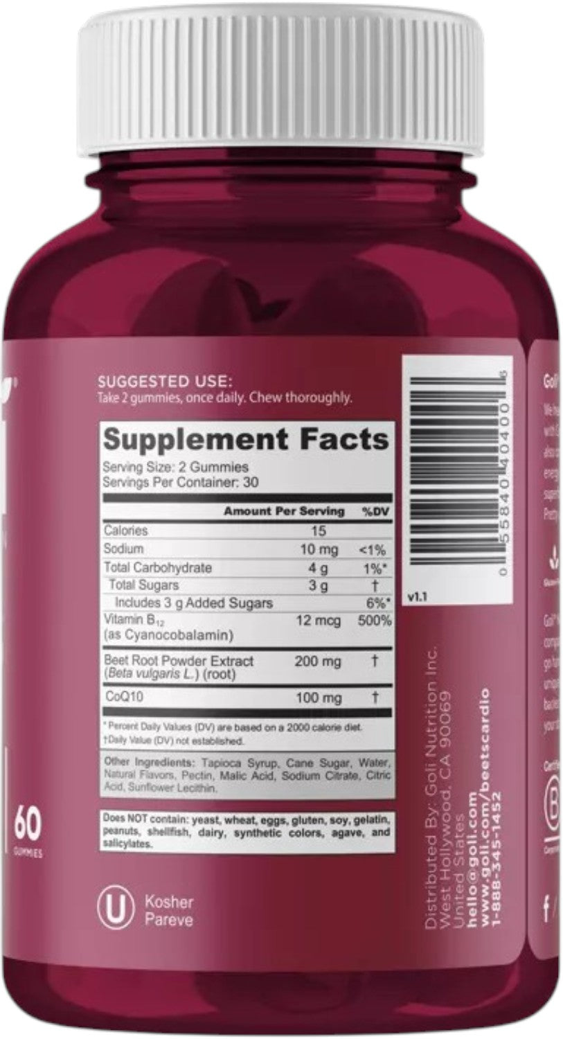 Barcode Image: Goli Nutrition Beets Gummies barcode packaging 60 count