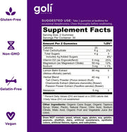 Supplement Facts & Ingredients Image: Goli Dreamy Sleep Gummies ingredient label 60 gummies