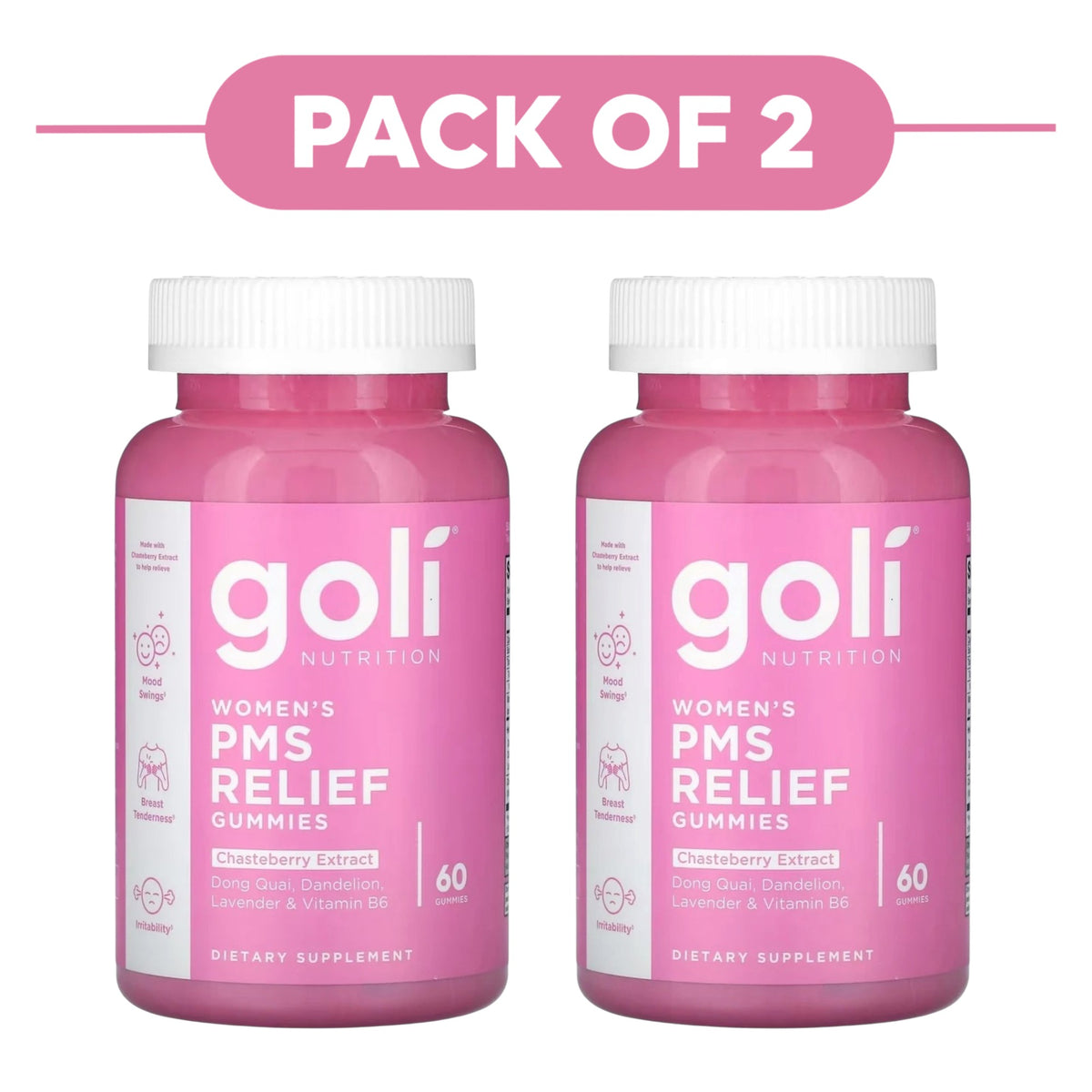 Goli Nutrition Women's PMS Relief Gummies 60 Count Pack of 2