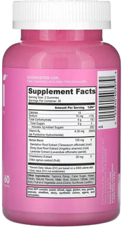 Goli Women's PMS Relief Gummies ingredient & barcode label 60 gummies