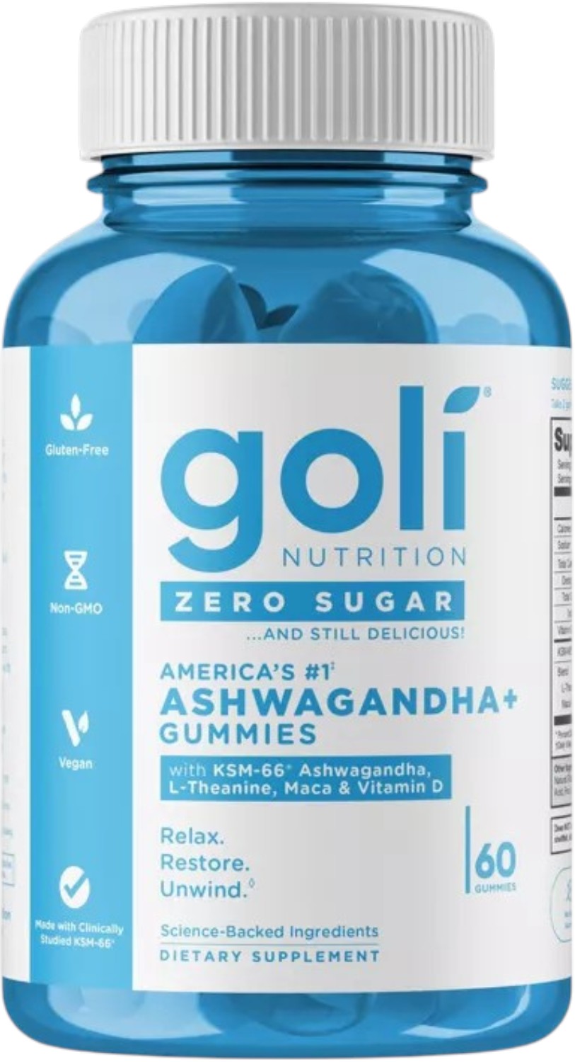 Goli Nutrition Zero Sugar Ashwagandha Plus Gummies bottle 60 count