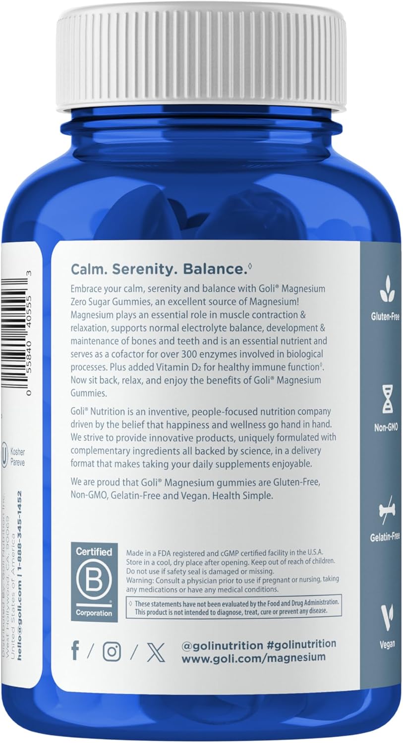 Goli Nutrition Magnesium Gummies barcode packaging 60 count