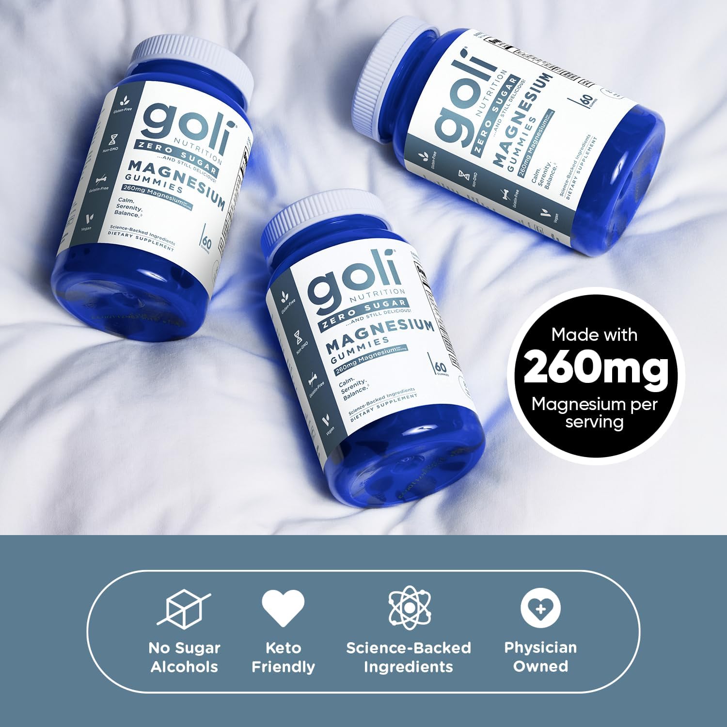 Goli Zero Sugar Magnesium Gummies mixed berry vegan supplement lifestyle image