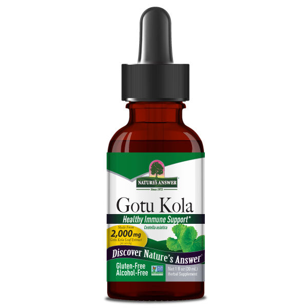 Nature’s Answer gotu kola alcohol free liquid extract 2000mg 30ml bottle front view