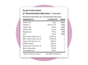 Supplement facts panel for women's herbal and vitamin complex.