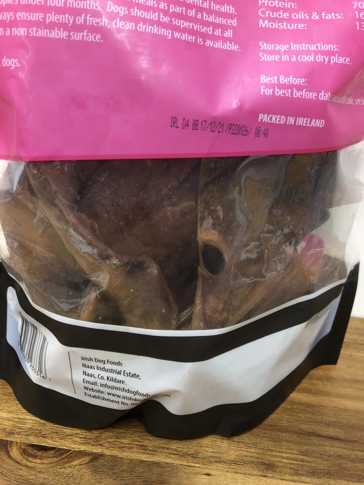 Irish Rover pig ears dog treats barcode packaging 12 pack