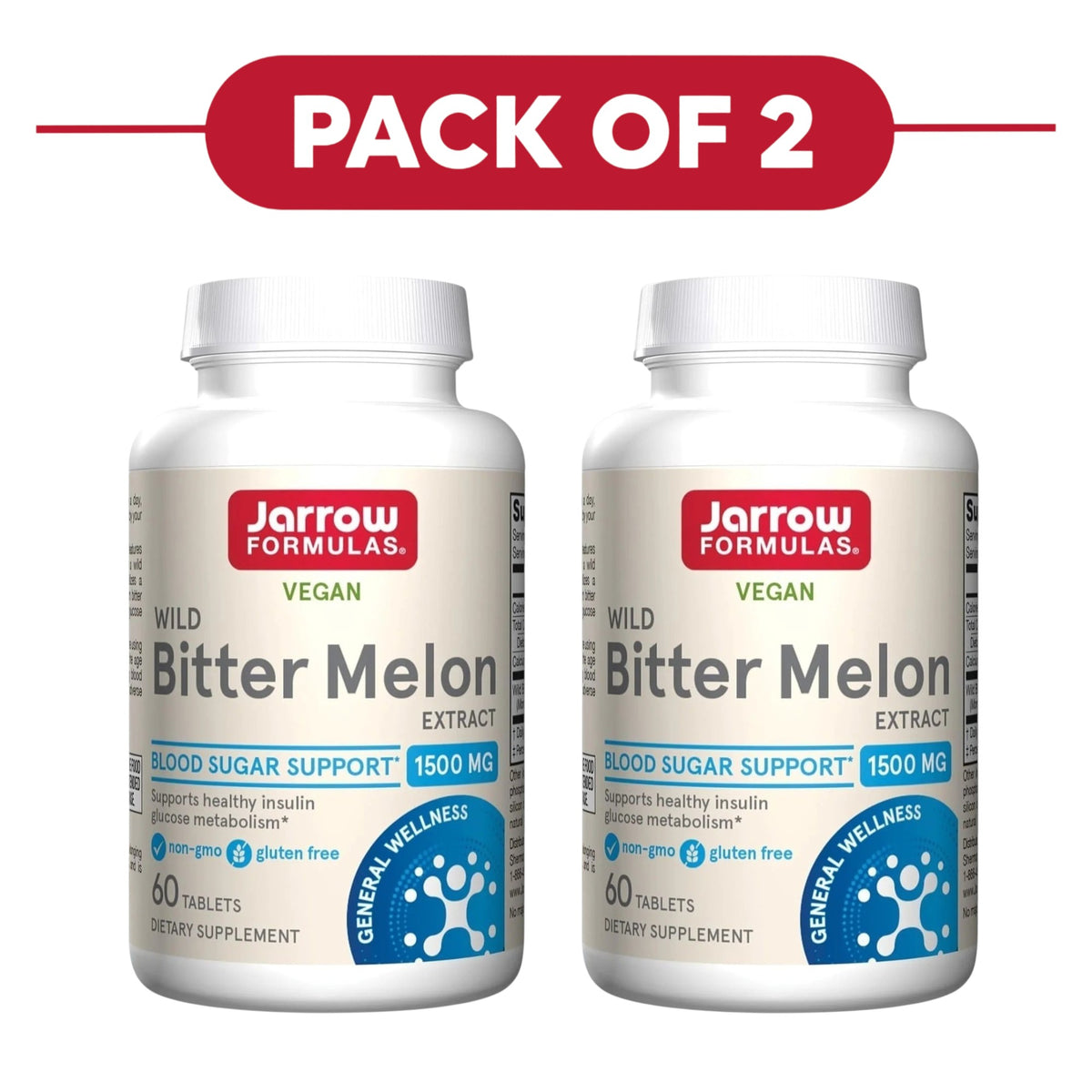 Jarrow Formulas Wild Bitter Melon Extract 1500mg 60 Tablets Pack of 2