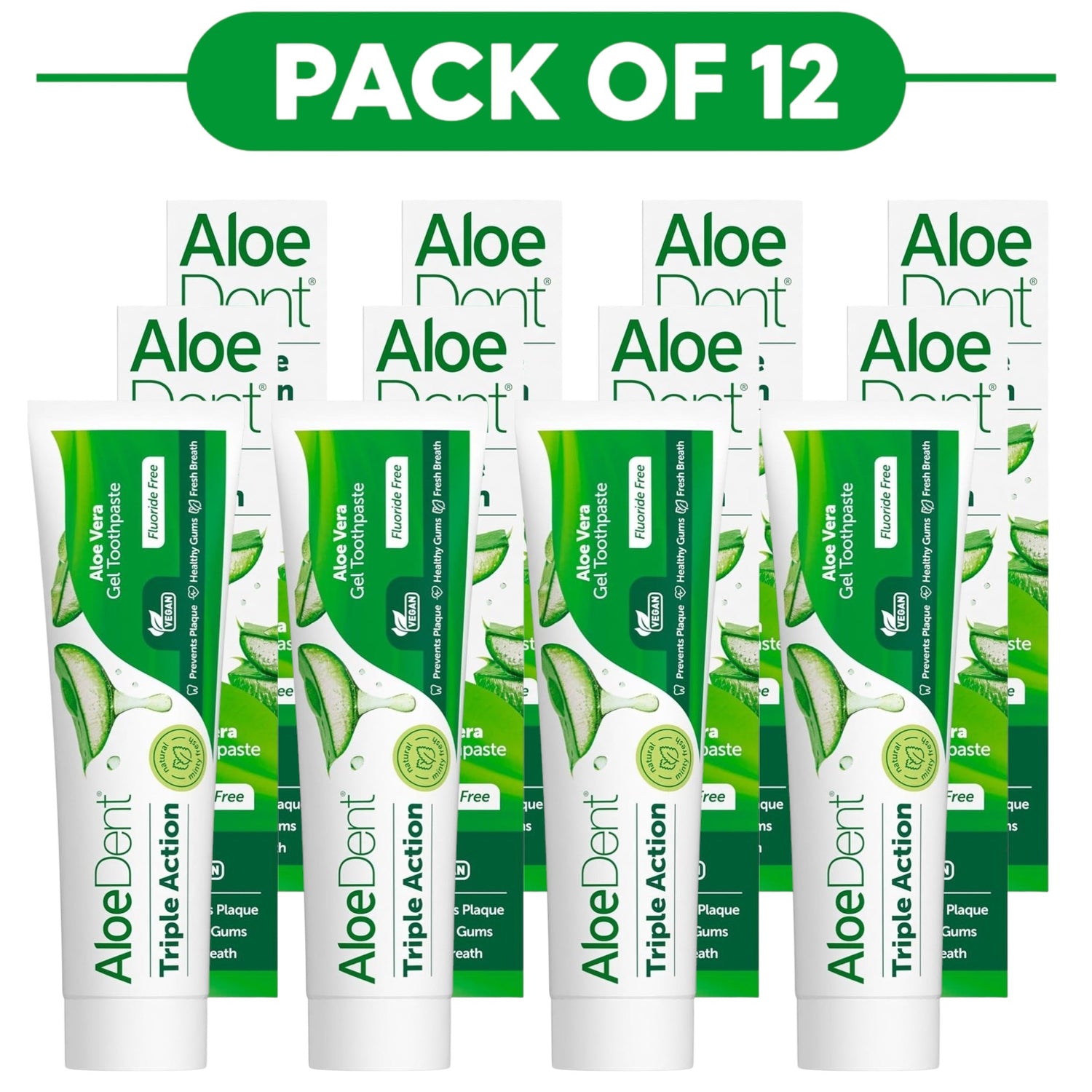 Aloe Dent Triple Action Aloe Vera Gel Toothpaste 100ml Pack of 12