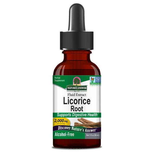 Nature’s Answer Licorice Root alcohol-free liquid extract 30ml bottle front label