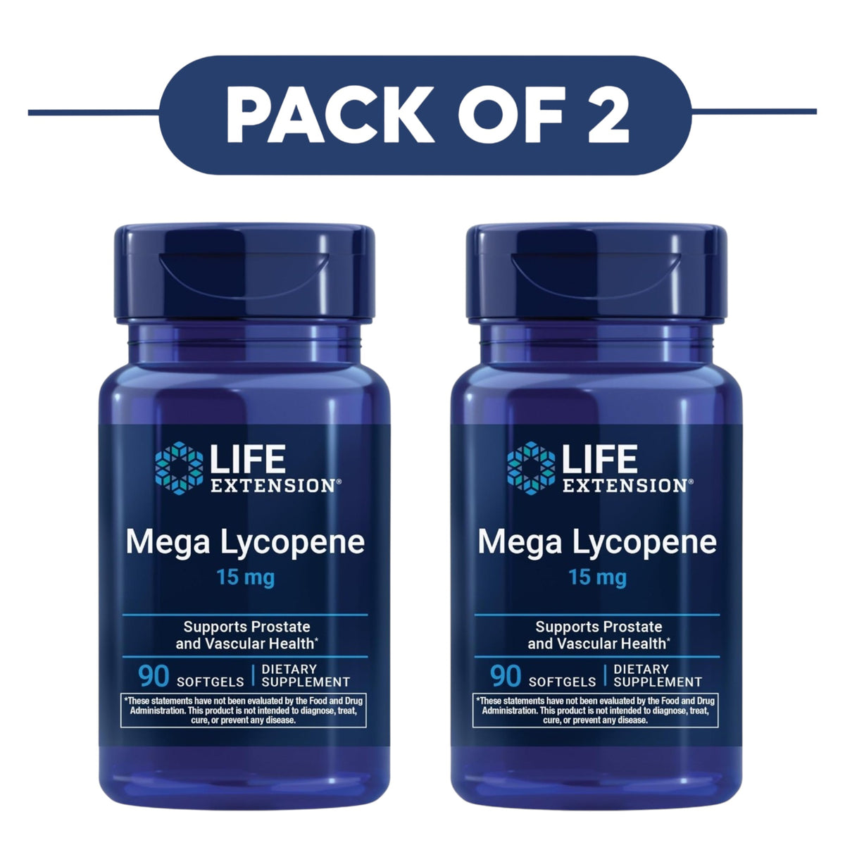 Life Extension Mega Lycopene 15mg 90 Softgels Pack of 2