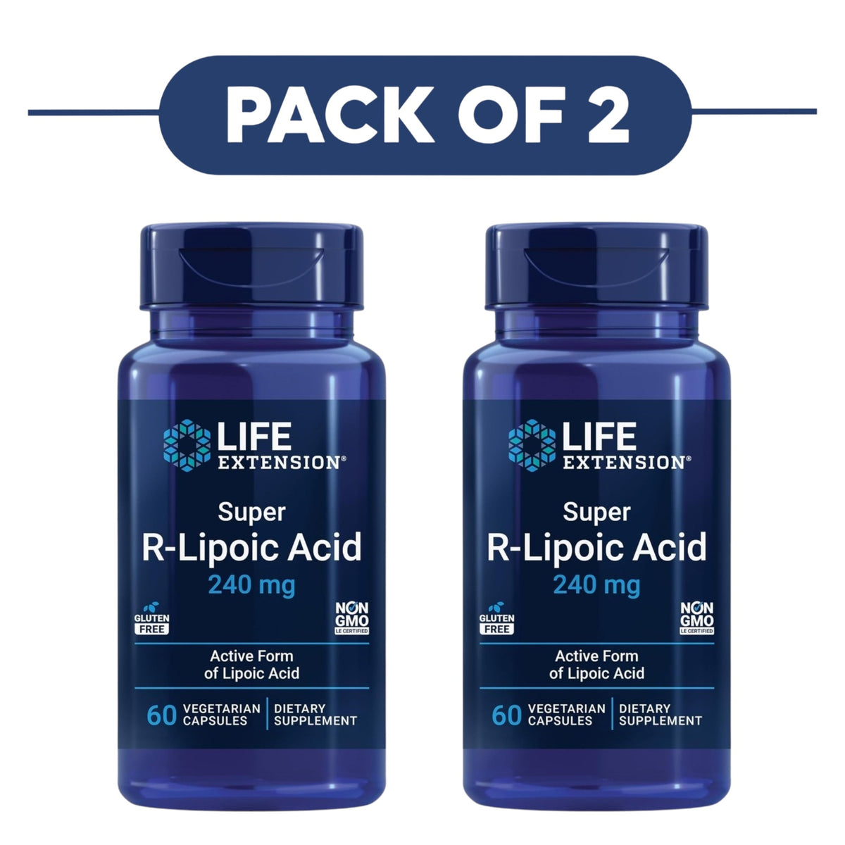 Life Extension Super R-Lipoic Acid 240mg 60 Veg Caps Pack of 2